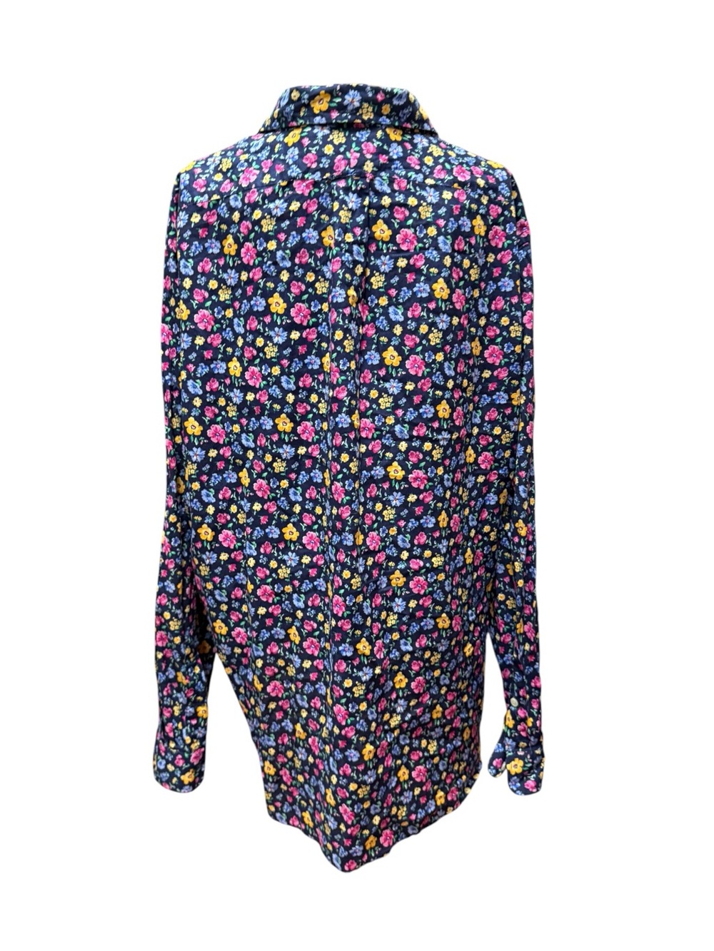 Ralph Lauren Navy Cotton Floral Button-Down Shirt with Pink & Yellow Accents XXL - Picture 6 of 9